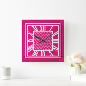 Art Deco, fuchsia roze Vierkante Klok (Huis)