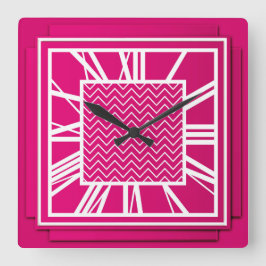 Art Deco, fuchsia roze Vierkante Klok