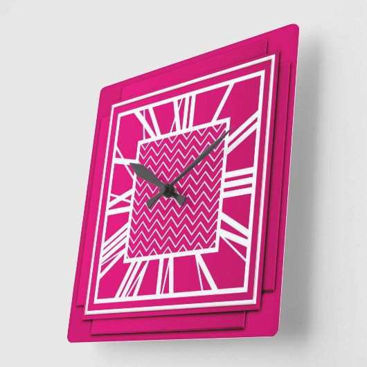 Art Deco, fuchsia roze Vierkante Klok (Hoek)