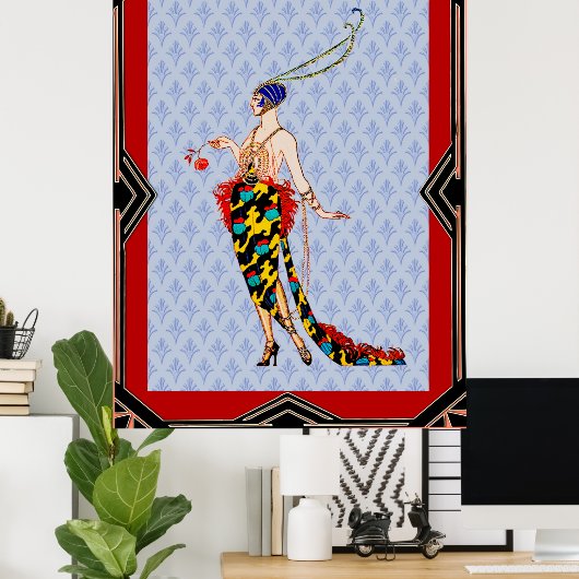 Art Deco G. Barbier Lady Poster (Thuiskantoor)