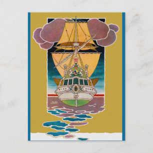Art Deco Galleon Briefkaart