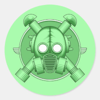 Art Deco Gasmask Groen Ronde Sticker