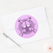 Art Deco Gasmasker Lila Ronde Sticker (Envelop)