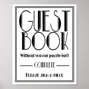 Art Deco "Gastenboek Puzzel" Huwelijksfeest print