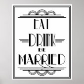 Art Deco Gatsby Afdruk "Eat Drink be married" Poster (Voorkant)