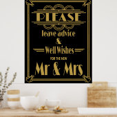 Art Deco Gatsby, Afdruk: "Laat advies achter" Poster (Keuken)