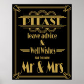 Art Deco Gatsby, Afdruk: "Laat advies achter" Poster (Voorkant)