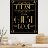 Art Deco Gatsby, Afdruk "Log ons gastenboek in" Poster (Keuken)