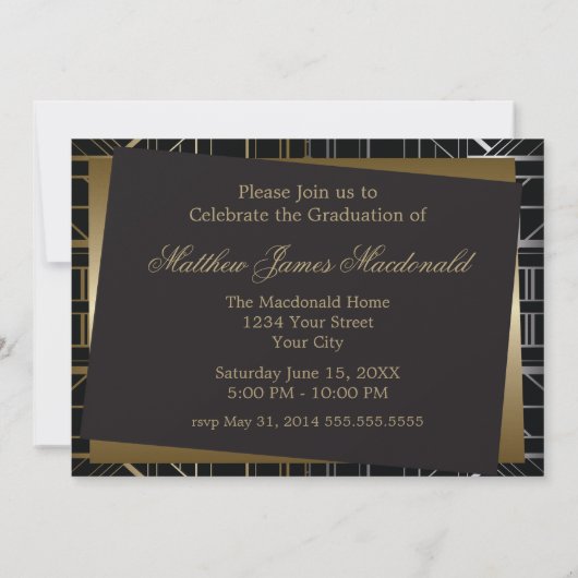 Art Deco Gatsby Afstuderen Uitnodiging (Achterkant)