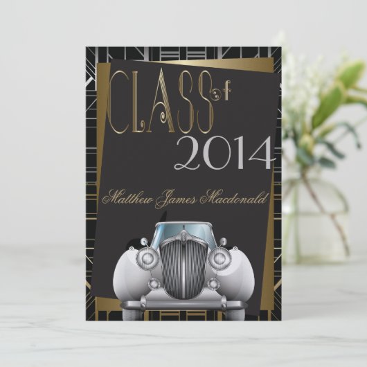 Art Deco Gatsby Afstuderen Uitnodiging (Staand voorkant)