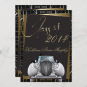 Art Deco Gatsby Afstuderen Uitnodiging (Voorkant / Achterkant)