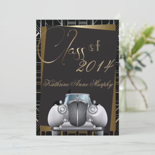 Art Deco Gatsby Afstuderen Uitnodiging (Staand voorkant)