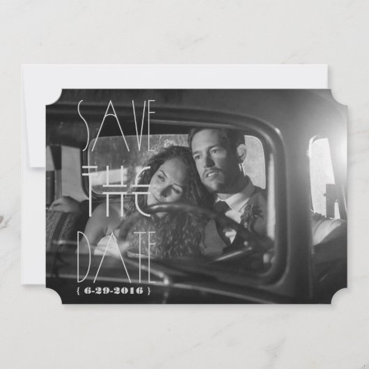 Art Deco Gatsby Bericht van de Dag | 5x7 Uitnodigi Save The Date (Voorkant)