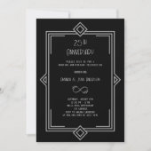 Art Deco Gatsby black 25th wedding anniversary Kaart (Voorkant)