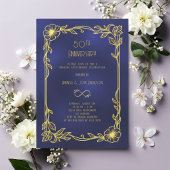 Art Deco Gatsby black 50th wedding anniversary Kaart