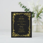 Art Deco Gatsby black 50th wedding invitation (Staand voorkant)