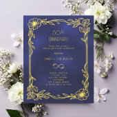 Art Deco Gatsby black 50th wedding invitation