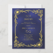 Art Deco Gatsby black 50th wedding invitation (Voorkant)