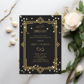 Art Deco Gatsby black  60th wedding anniversary Kaart