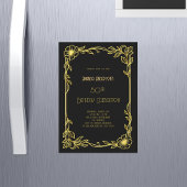 Art Deco Gatsby black gold birthday  Magnetische Uitnodiging