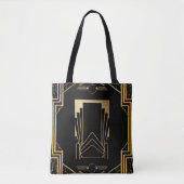 Art Deco Gatsby Black & Gold Design Tote Bag (Voorkant)