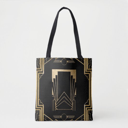 Art Deco Gatsby Black & Gold Design Tote Bag (Voorkant)