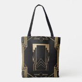 Art Deco Gatsby Black & Gold Design Tote Bag (Achterkant)