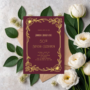 Art Deco Gatsby bordeauxrood gouden verjaardag Kaart