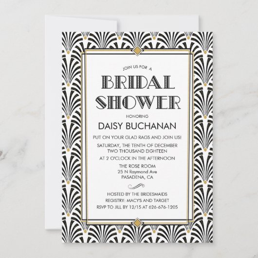 Art Deco Gatsby Bridal Shower Kaart (Voorkant)