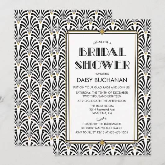 Art Deco Gatsby Bridal Shower Kaart (Voorkant / Achterkant)