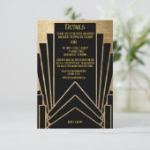 Art Deco Gatsby Bruiloft Informatiekaartje (Staand voorkant)
