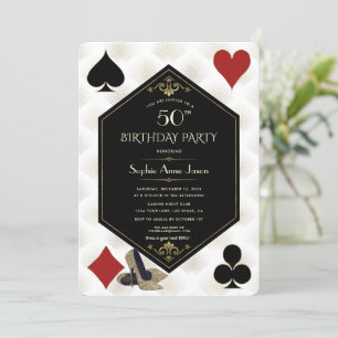 Art Deco Gatsby Casino Royale Poker Birthday Kaart
