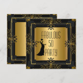 ART DECO Gatsby Fabulous 50 50th Birthday Party 2 Kaart (Voorkant / Achterkant)