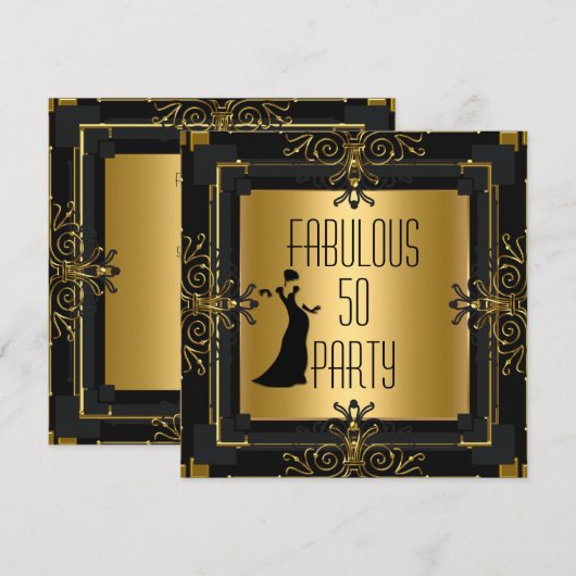 ART DECO Gatsby Fabulous 50 50th Birthday Party 2 Kaart (Voorkant / Achterkant)