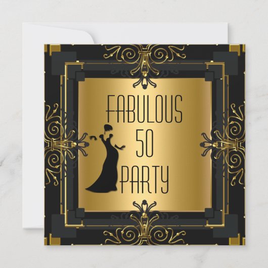 ART DECO Gatsby Fabulous 50 50th Birthday Party 2 Kaart (Voorkant)
