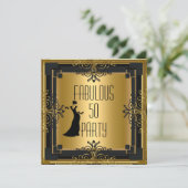 ART DECO Gatsby Fabulous 50 50th Birthday Party 3 Kaart (Staand voorkant)