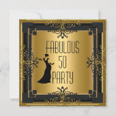ART DECO Gatsby Fabulous 50 50th Birthday Party 3 Kaart (Voorkant)