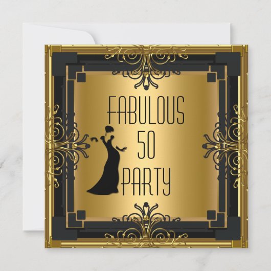 ART DECO Gatsby Fabulous 50 50th Birthday Party 3 Kaart (Voorkant)