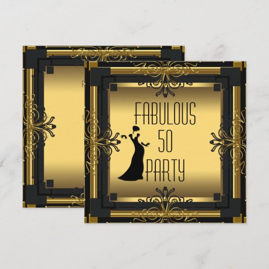 ART DECO Gatsby Fabulous 50 50th Birthday Party Kaart (Voorkant / Achterkant)
