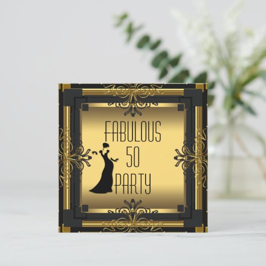 ART DECO Gatsby Fabulous 50 50th Birthday Party Kaart (Staand voorkant)