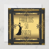 ART DECO Gatsby Fabulous 50 50th Birthday Party Kaart (Voorkant)