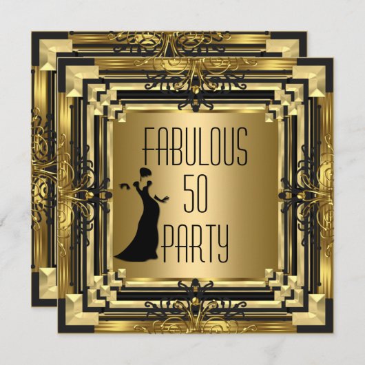 ART DECO Gatsby Fabulous 50 50th Birthday Retro 2 Kaart (Voorkant / Achterkant)