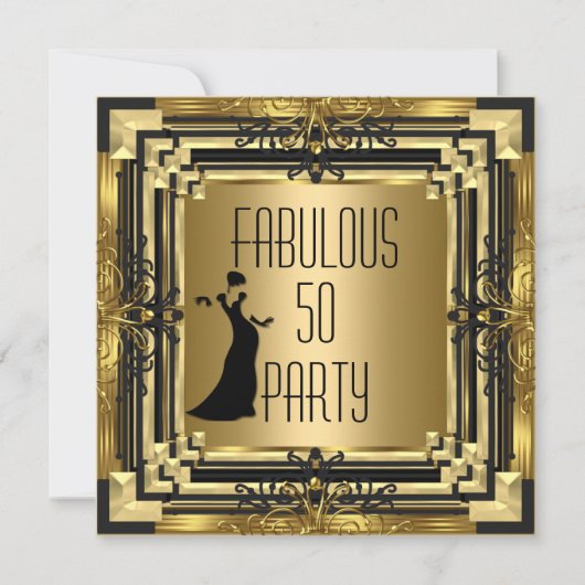 ART DECO Gatsby Fabulous 50 50th Birthday Retro 2 Kaart (Voorkant)