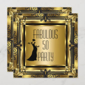 ART DECO Gatsby Fabulous 50 50th Birthday Retro 3 Kaart (Voorkant / Achterkant)