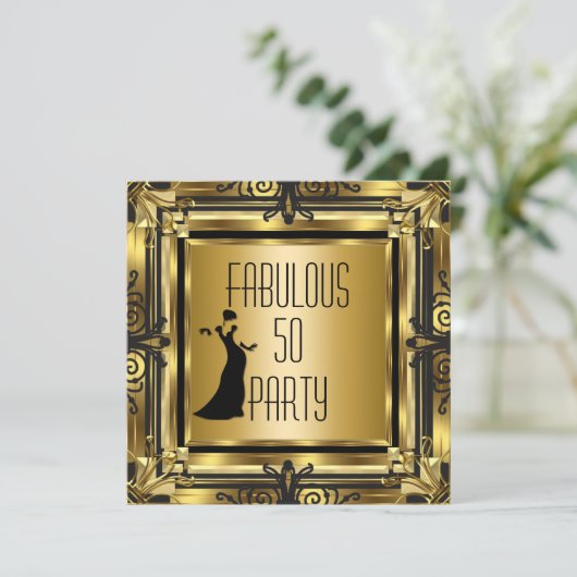 ART DECO Gatsby Fabulous 50 50th Birthday Retro 3 Kaart (Staand voorkant)
