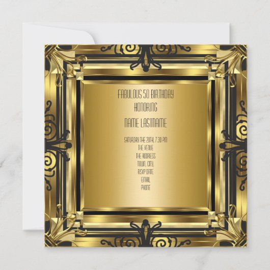 ART DECO Gatsby Fabulous 50 50th Birthday Retro 3 Kaart (Achterkant)