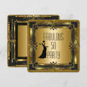 ART DECO Gatsby Fabulous 50 50th Birthday Retro Kaart (Voorkant / Achterkant)