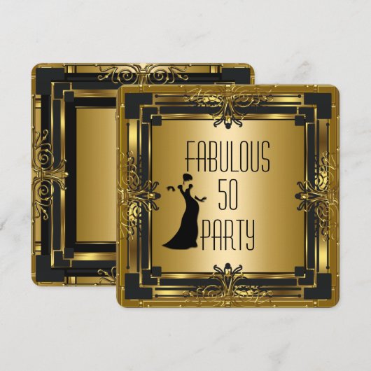 ART DECO Gatsby Fabulous 50 50th Birthday Retro Kaart (Voorkant / Achterkant)
