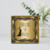ART DECO Gatsby Fabulous 50 50th Birthday Retro Kaart (Staand voorkant)
