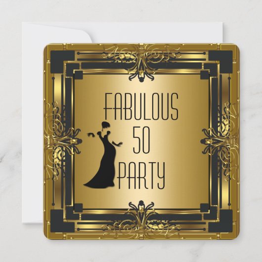 ART DECO Gatsby Fabulous 50 50th Birthday Retro Kaart (Voorkant)